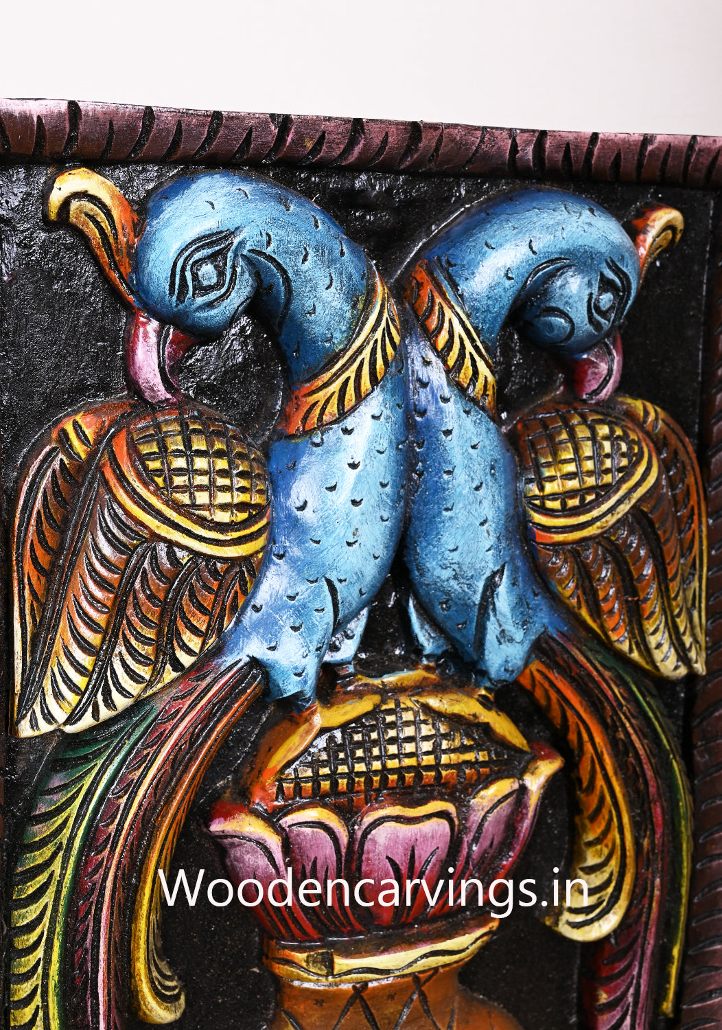 Wooden Peacocks Frame Design Wall Mount 18"