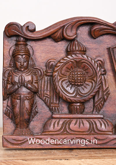 Wooden Entrance Decor Light Weight Thirunamam With Lord Garudazhvar and Hanuman Wooden Wall Panel 18"