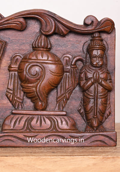 Wooden Entrance Decor Light Weight Thirunamam With Lord Garudazhvar and Hanuman Wooden Wall Panel 18"