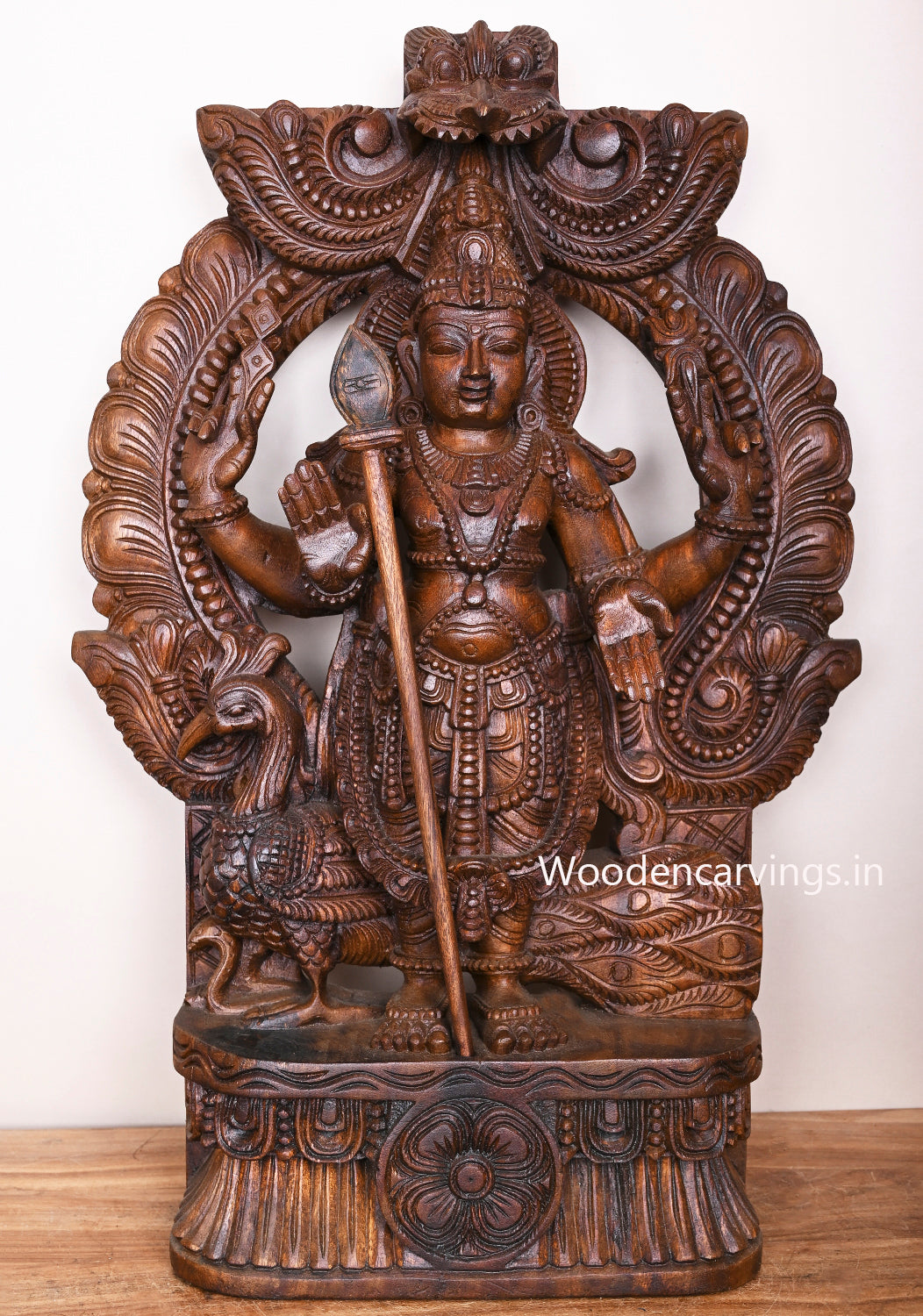 Murugan with Peacock Wooden