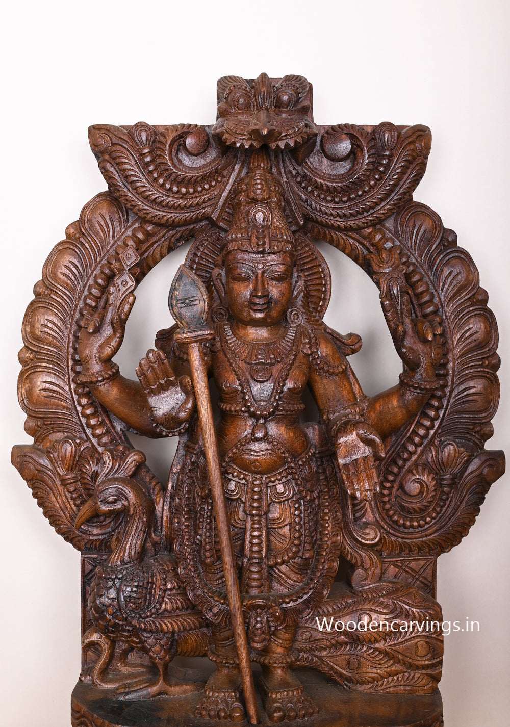 Murugan with Peacock Wooden