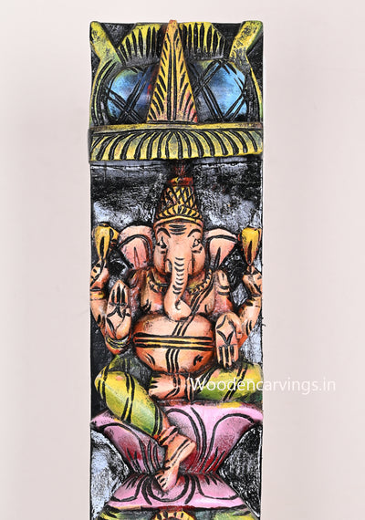Vertical Wooden Light Weight Asta Ganesha Multicoloured Handcraft Work For Home Decorations Wall Panel 37"
