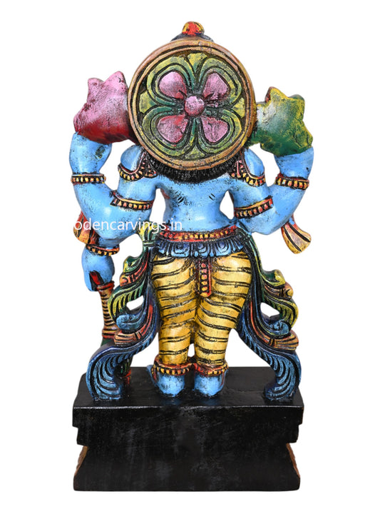Maha Vishnu Wooden Coloured Sculpture 23"