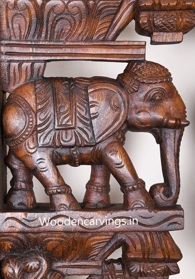 Hooks Fixed Light Weight Product Of Standing Elephants With Paired Hamsa Birds Wax Brown Wall Brackets 18"