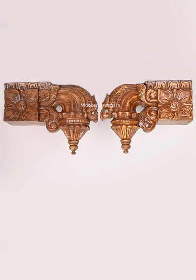 Home Purpose Hooks Fixed Parrot Bodhils Polished Finishing Beautiful Wooden Brackets 12"