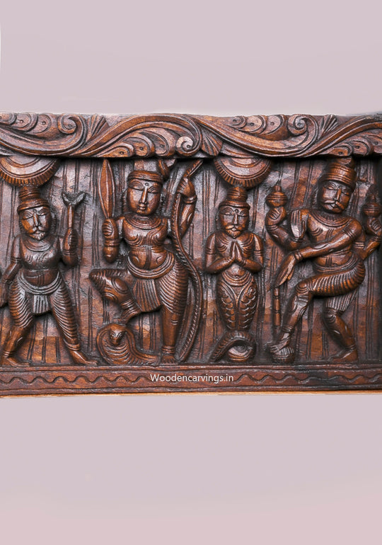 Shree Bakasura Krishna Dancing on Kaliya Snake Wooden Panel 48"