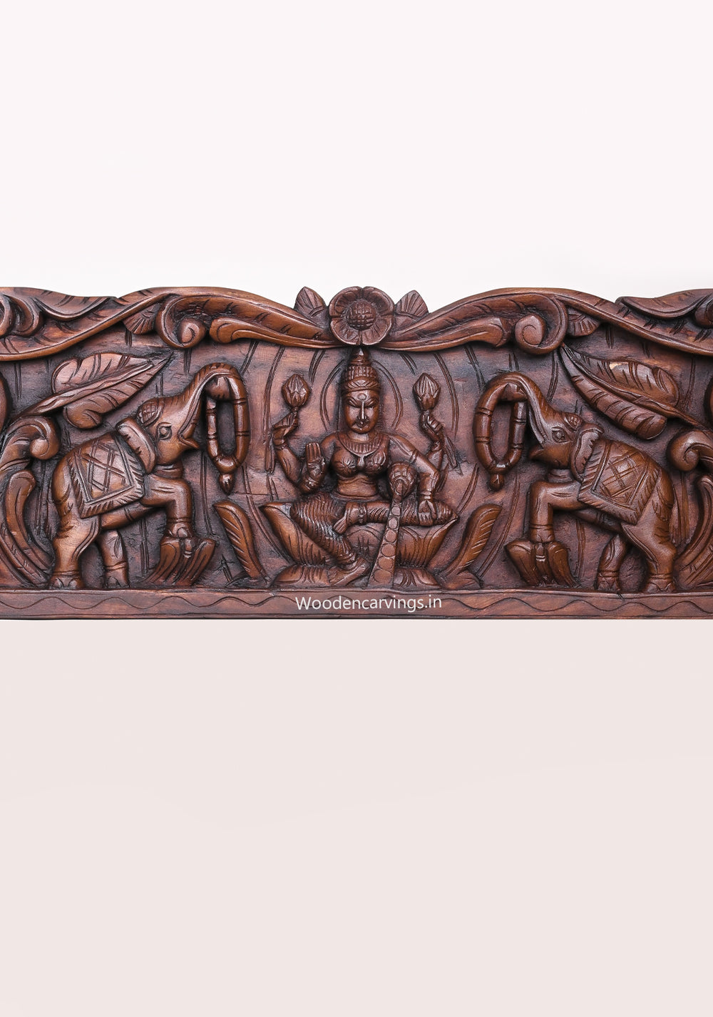 Gaja Lakshmi with Ganesha & Saraswati wooden Wall Panel – 54.5"