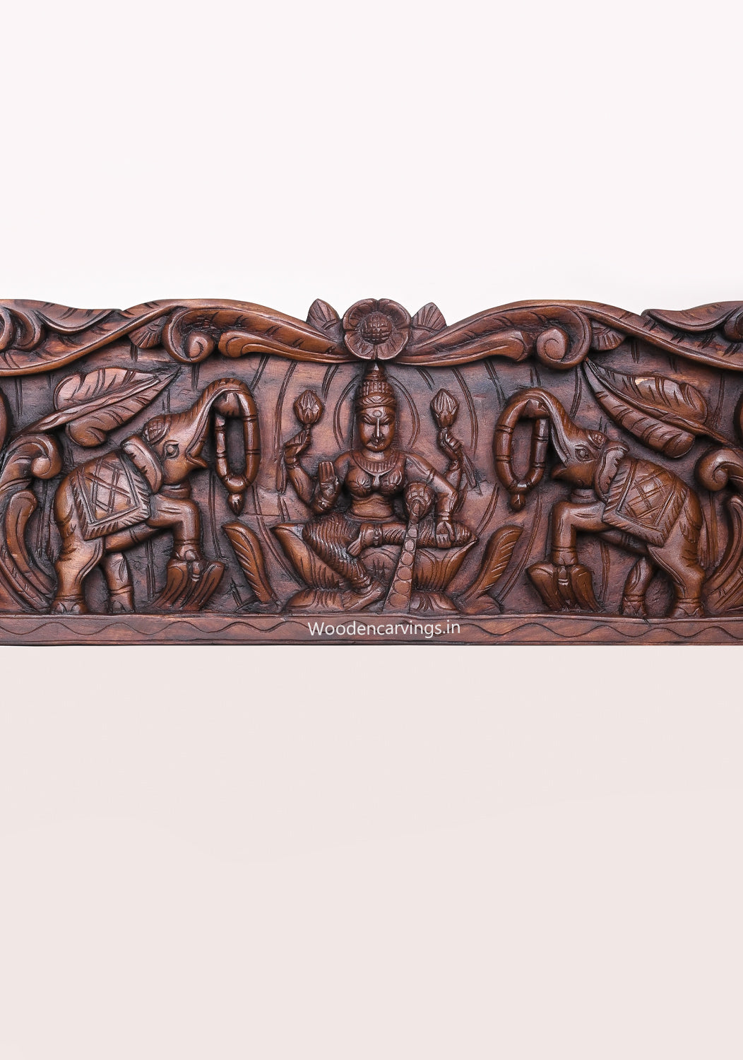 Gaja Lakshmi with Ganesha & Saraswati wooden Wall Panel – 54.5"