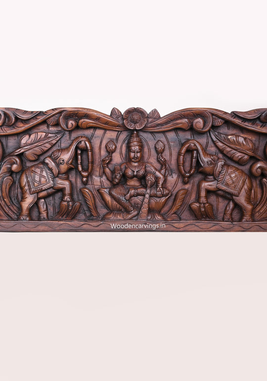 Gaja Lakshmi with Ganesha & Saraswati wooden Wall Panel – 54.5"