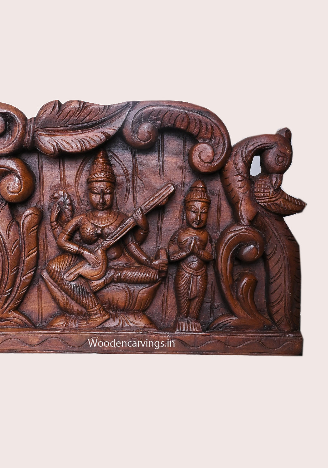 Gaja Lakshmi with Ganesha & Saraswati wooden Wall Panel – 54.5"