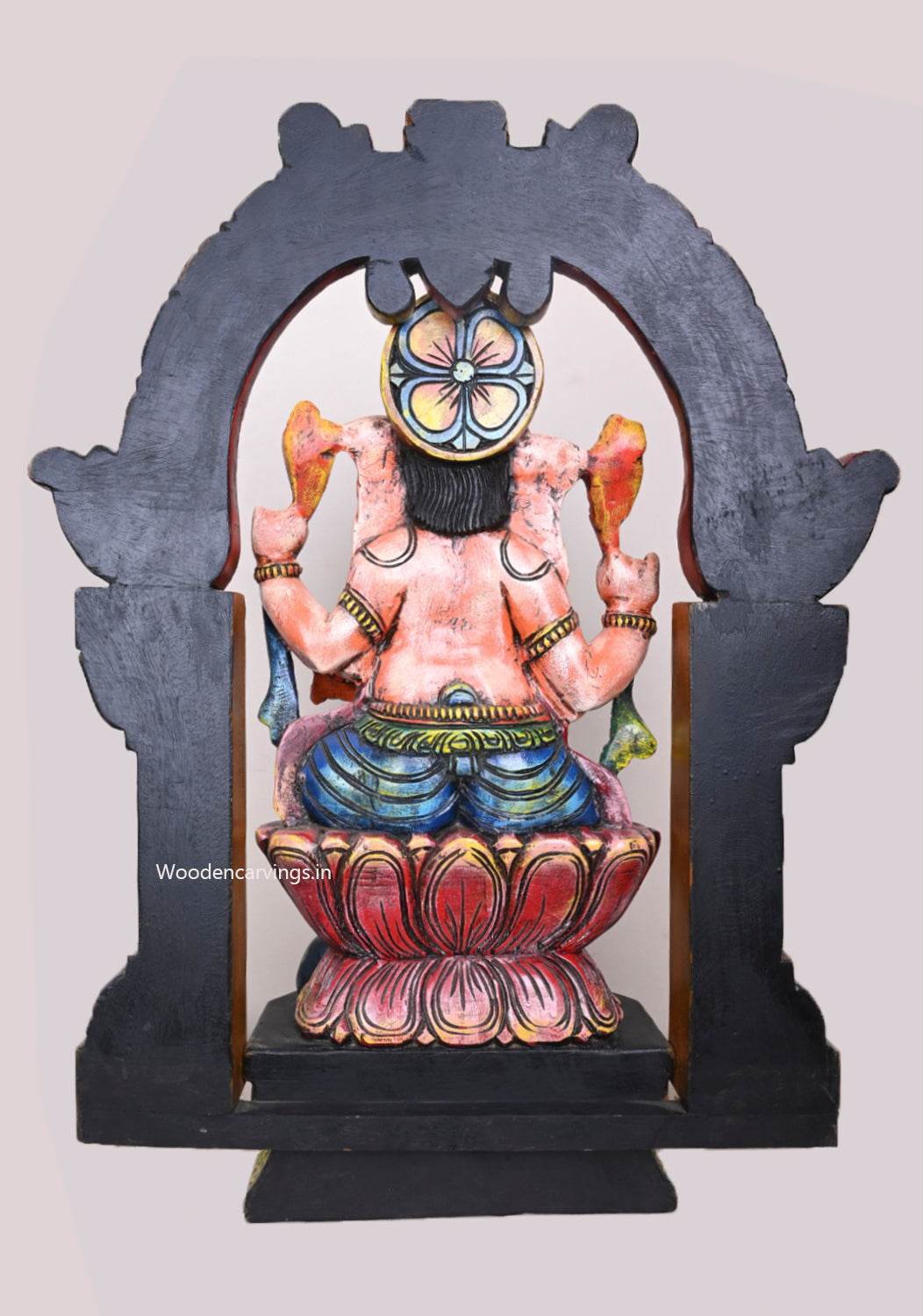 Muthi Ganapathy on Lotus – 28" Handcrafted Wooden