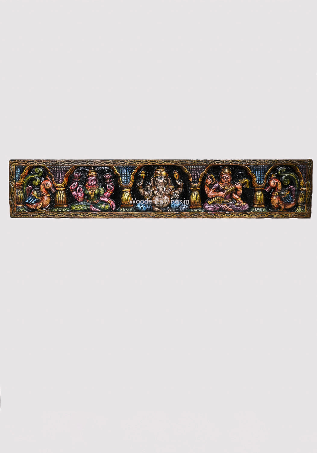 Mandap Pillar Design Ganesh, Lakshmi & Saraswathi Wall Panel 31"