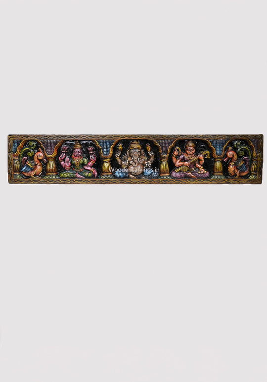 Mandap Pillar Design Ganesh, Lakshmi & Saraswathi Wall Panel 31"