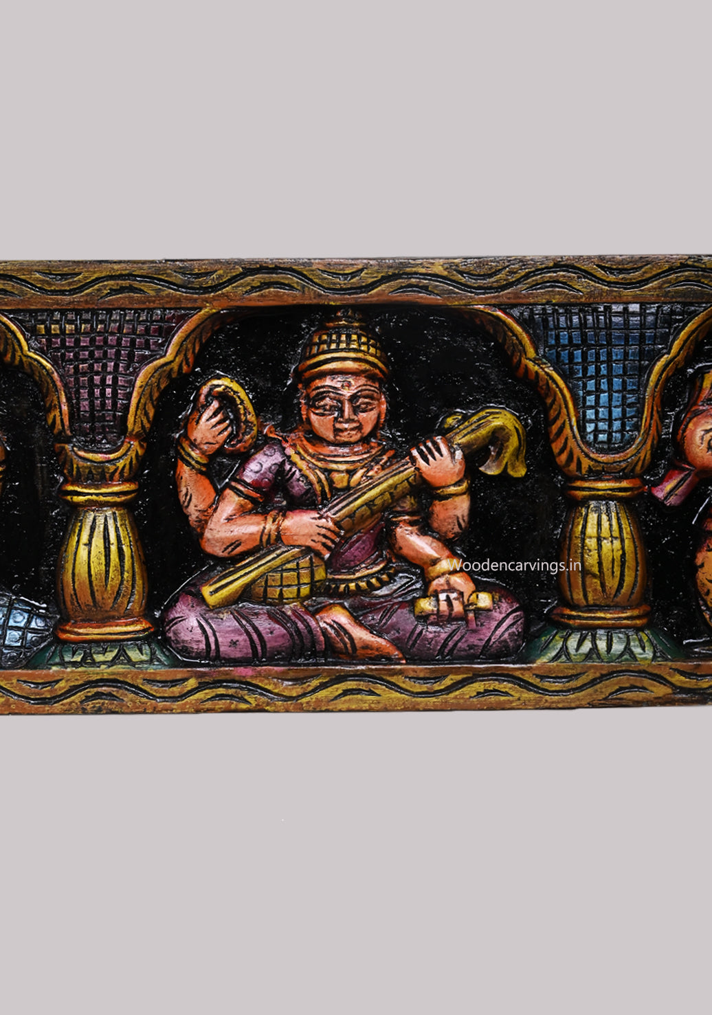 Mandap Pillar Design Ganesh, Lakshmi & Saraswathi Wall Panel 31"