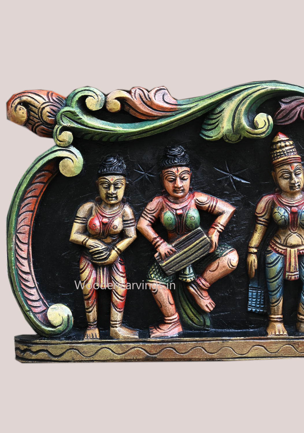 Venugopal Fluting Krishna wooden Wall Panel 35"