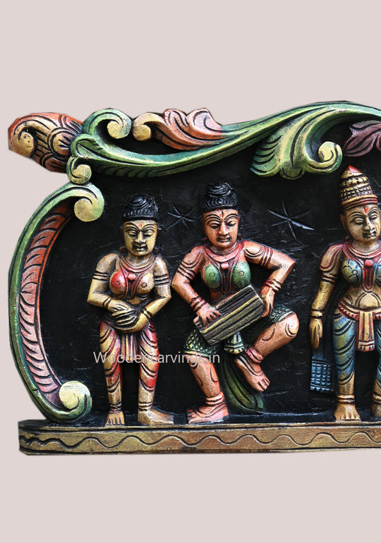 Venugopal Fluting Krishna wooden Wall Panel 35"