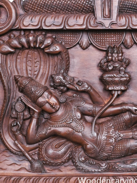 Narayanar Lakshmi Padmanabar Reclining on Adisesha Wooden Panel 48"