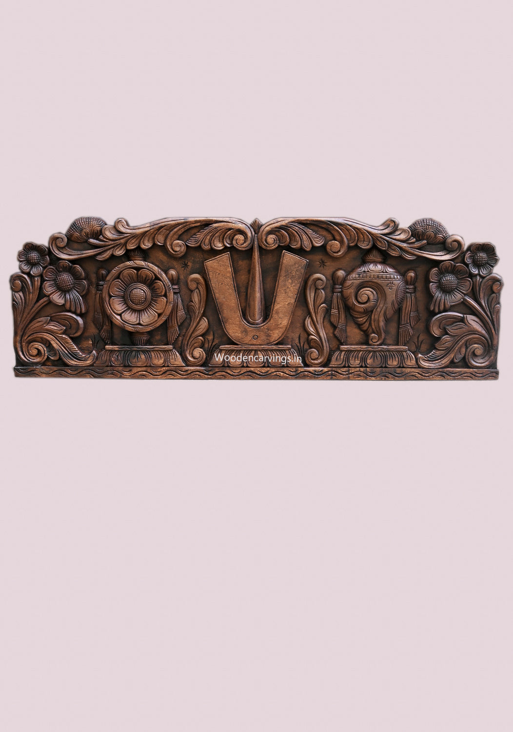 Wooden Lord Vishnu Thirunamam Wall Panel – Vaagai Wood 35.5"