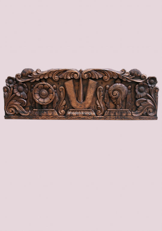 Wooden Lord Vishnu Thirunamam Wall Panel – Vaagai Wood 35.5"