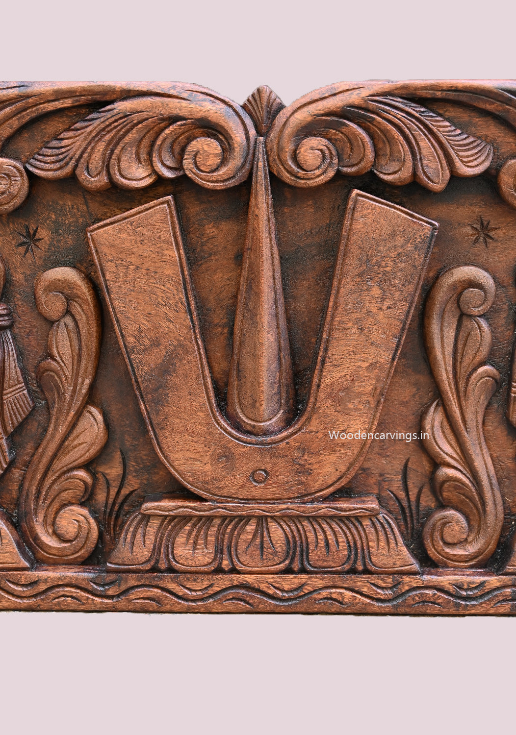 Wooden Lord Vishnu Thirunamam Wall Panel – Vaagai Wood 35.5"