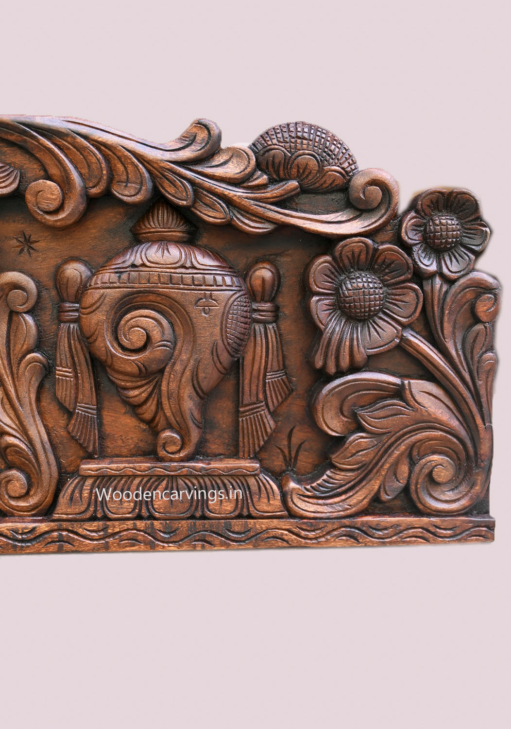 Wooden Lord Vishnu Thirunamam Wall Panel – Vaagai Wood 35.5"