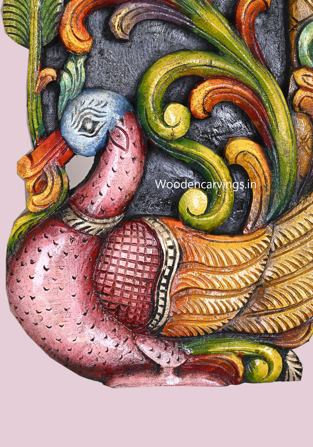 Wood Multicolored Annapakshi Grapes Floral Wall Mount | 24"