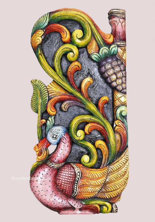 Wood Multicolored Annapakshi Grapes Floral Wall Mount | 24"