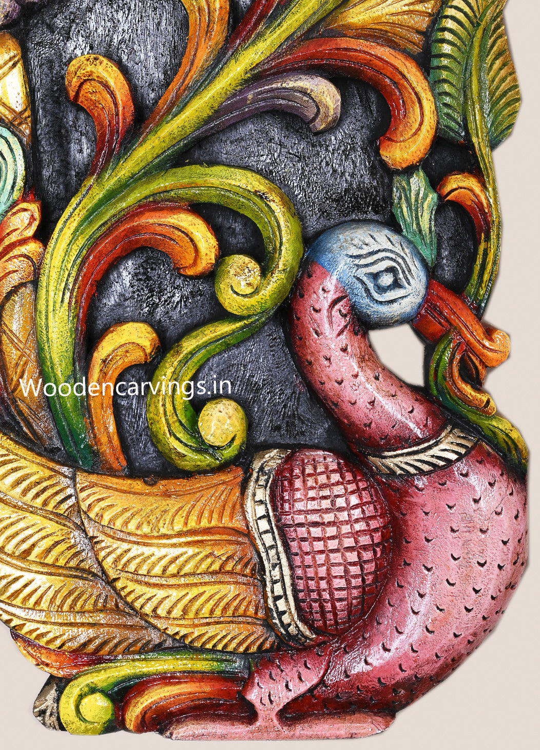 Wood Multicolored Annapakshi Grapes Floral Wall Mount | 24"