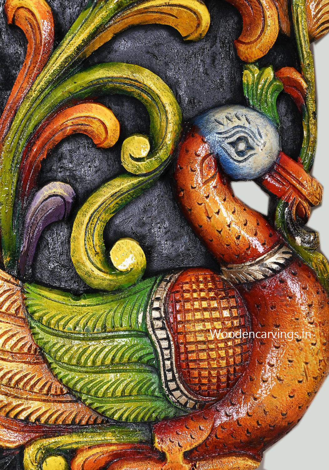 Wooden Wall  Paired Red Swans (Hamsa)- 24"