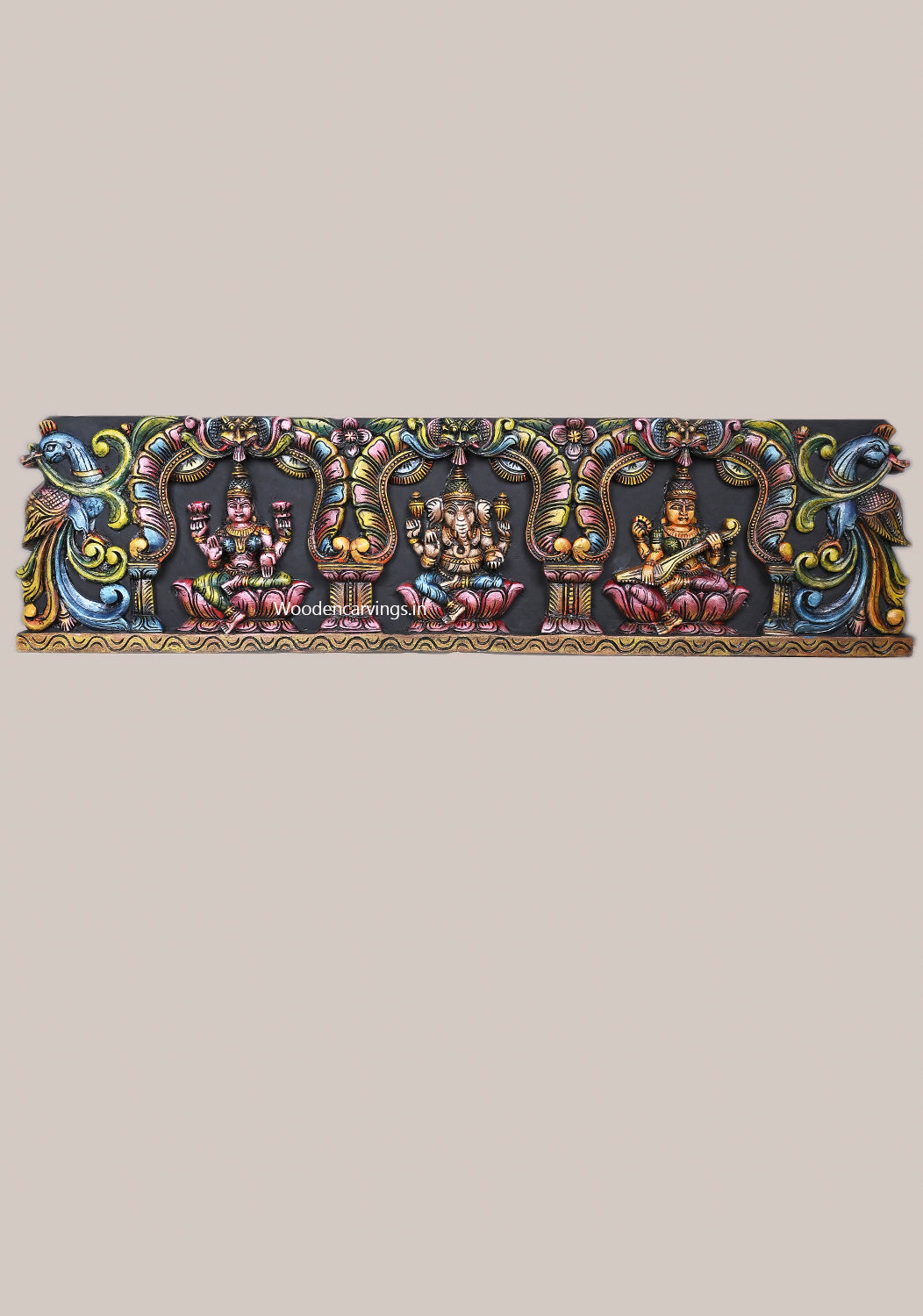 wooden Ganesh, Lakshmi & Saraswati 