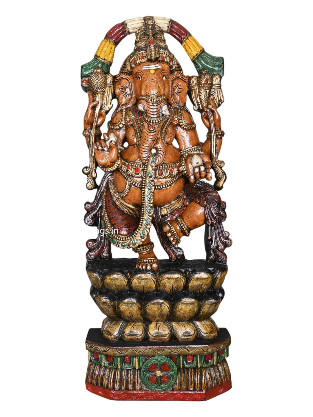 Wooden Dancing Chathurbhuja Ganapathy