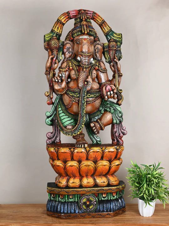 Wooden Dancing Ganapathi