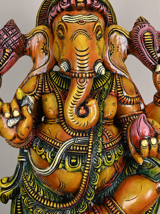 Wooden Dancing Ganapathy