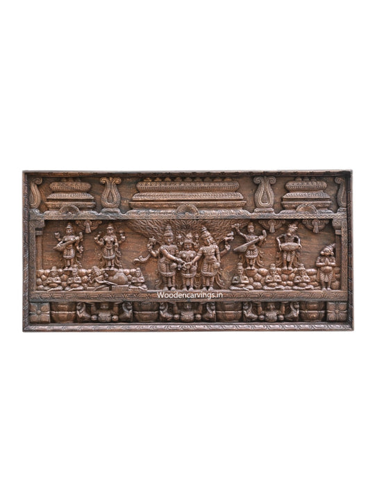 Meenakshi with Lakshmi & Saraswati Wall wooden Panel 