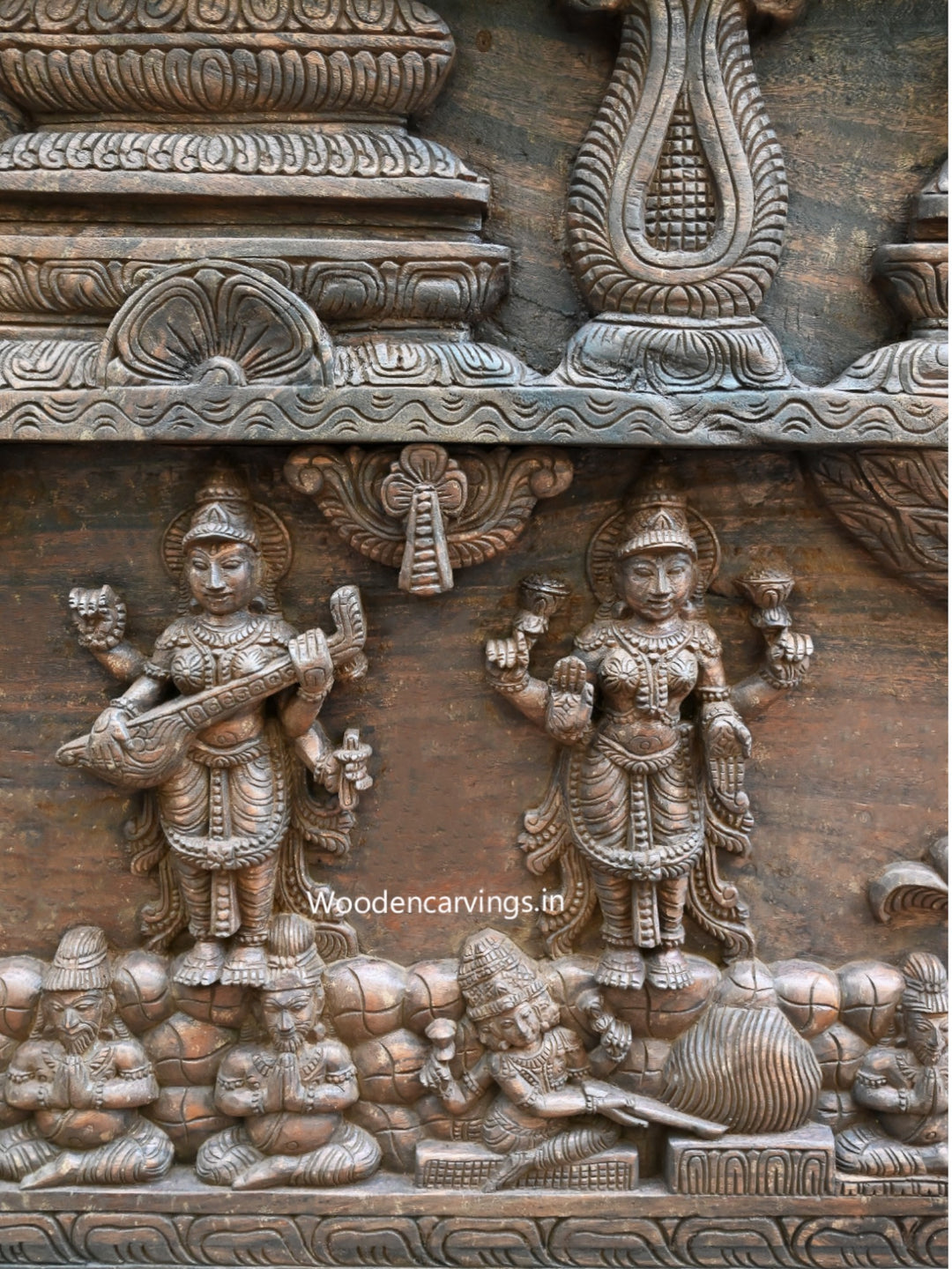Goddess Meenakshi Wedding vaagai wooden  Wall Panel – 71"