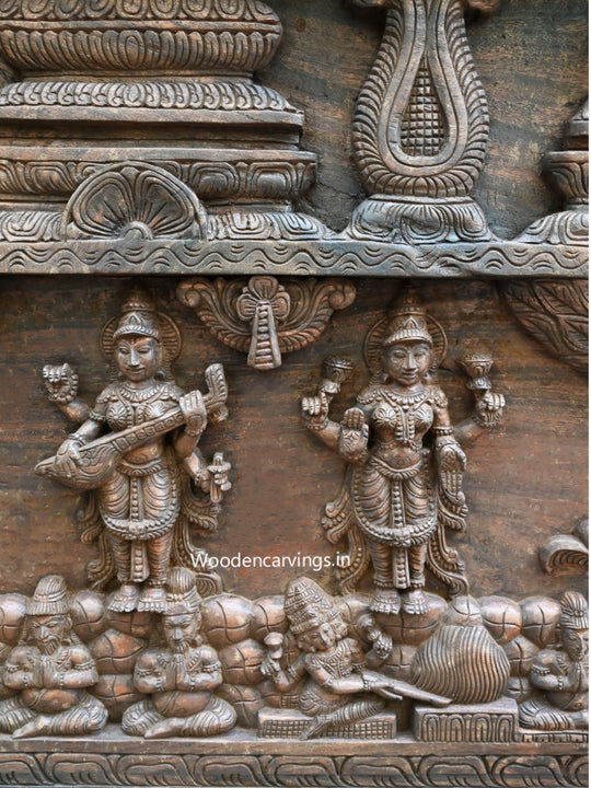 Goddess Meenakshi Wedding vaagai wooden  Wall Panel – 71"