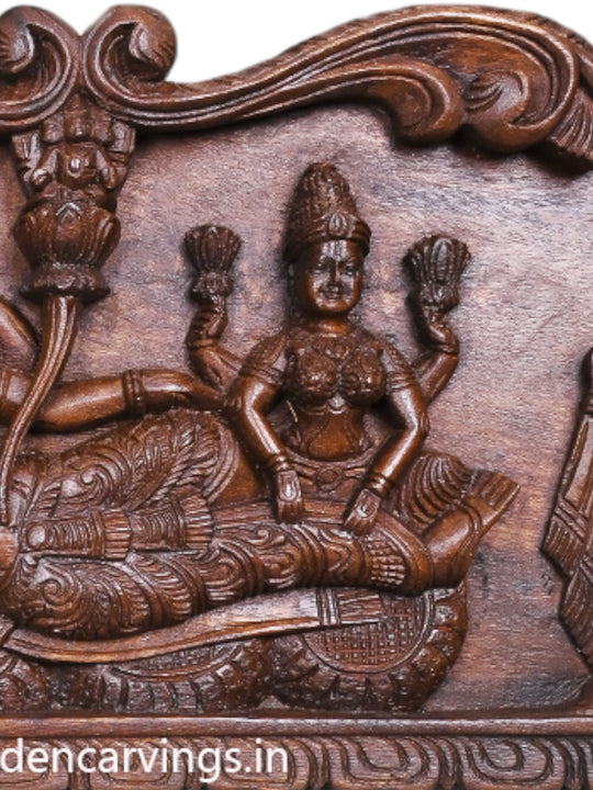 Ranganathaswamy With Thirunama Chakram Wooden Wall Panel 48"