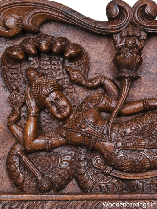 Ranganathaswamy With Thirunama Chakram Wooden Wall Panel 48"