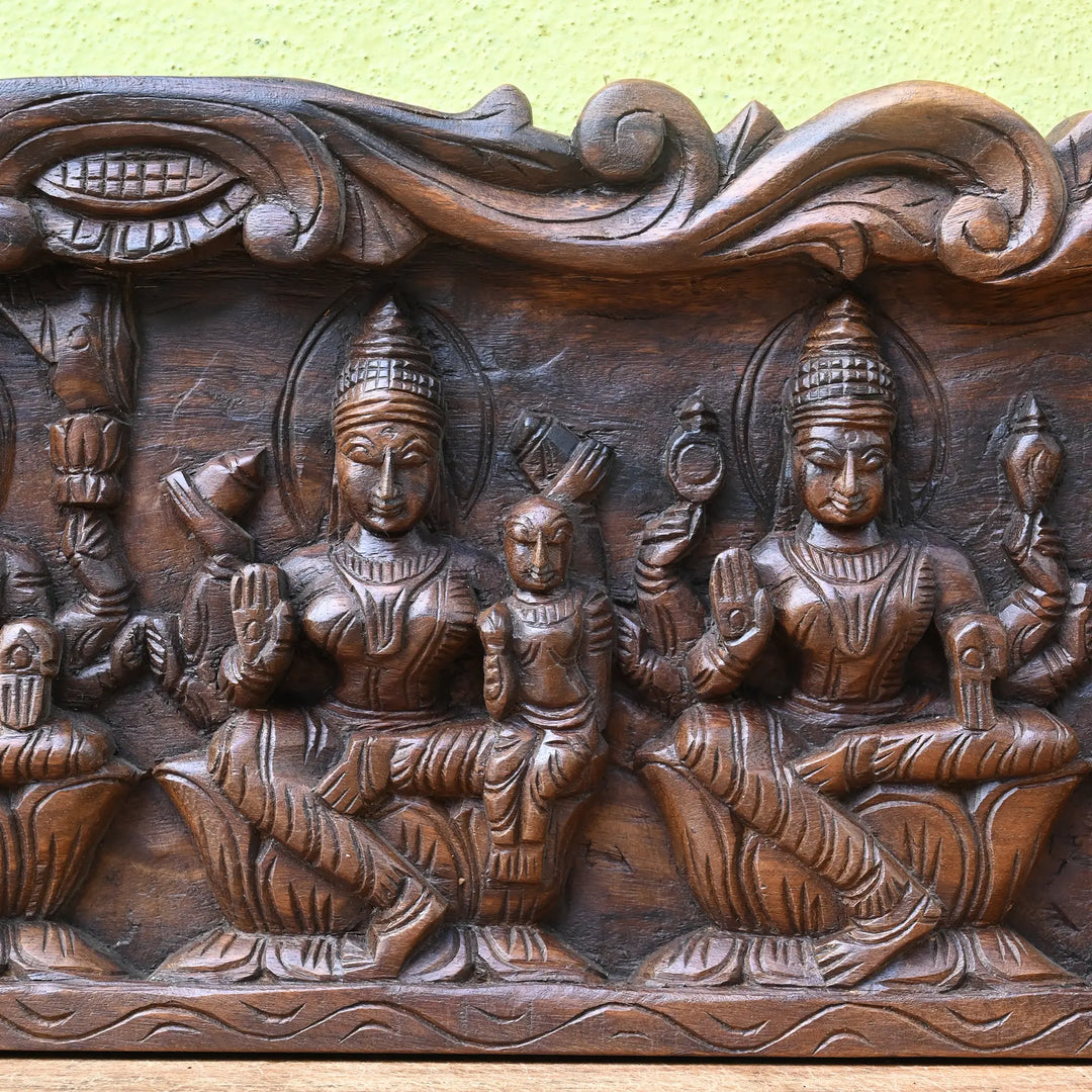 Ashtalakshmi Wood Carving Panel