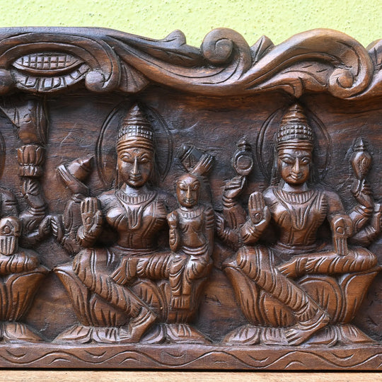 Ashtalakshmi Wood Carving Panel