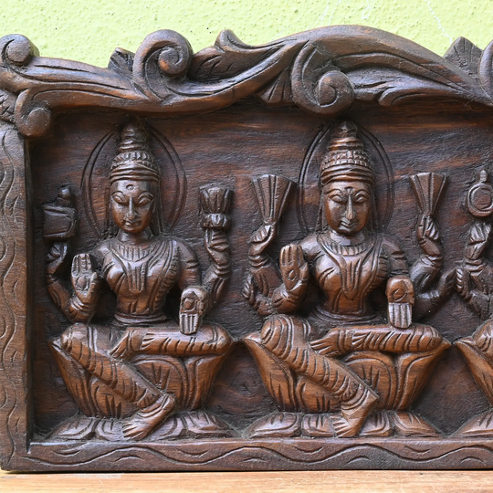 Ashtalakshmi Wood Carving Panel