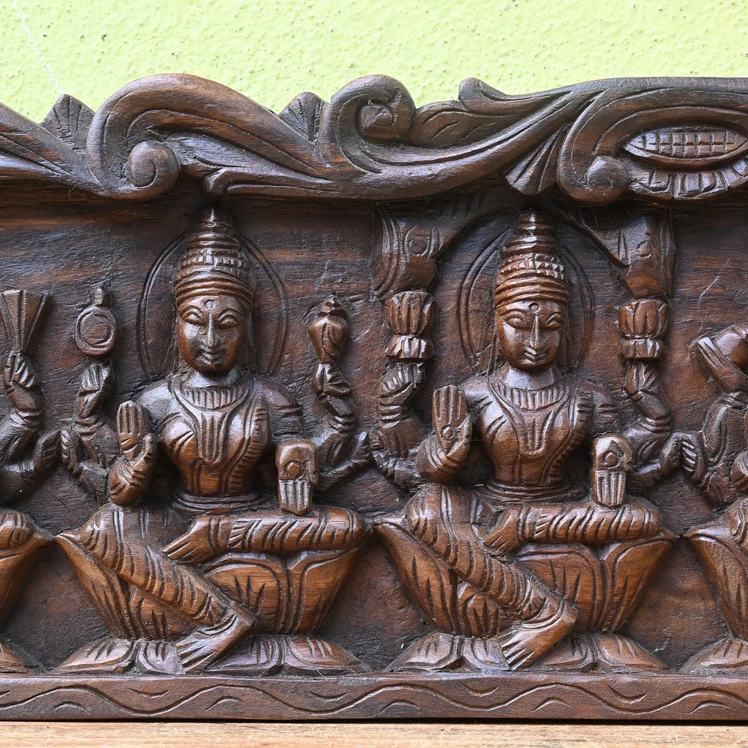 Ashtalakshmi Wood Carving Panel
