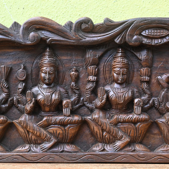 Ashtalakshmi Wood Carving Panel