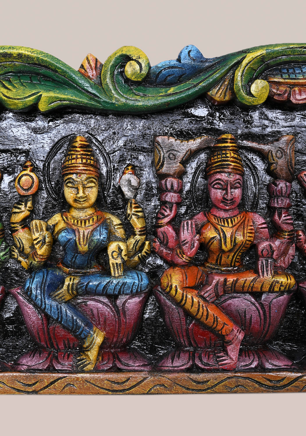 Shri AstaLakshmi Horizontal Wooden Wall Panel 42"