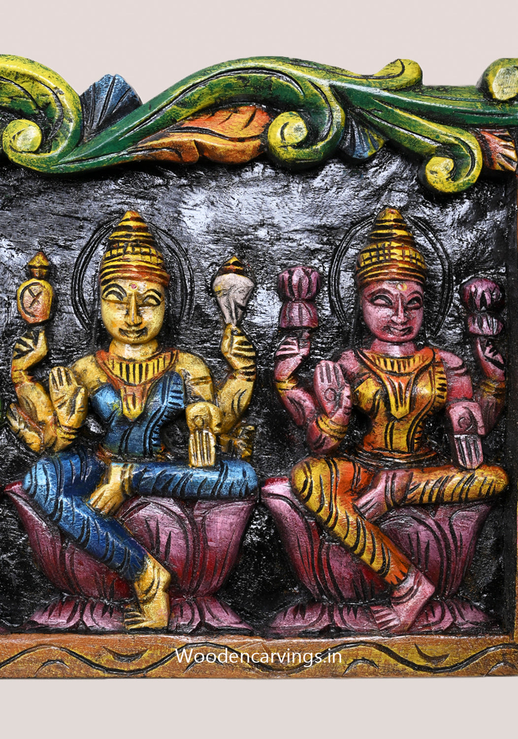 Shri AstaLakshmi Horizontal Wooden Wall Panel 42"