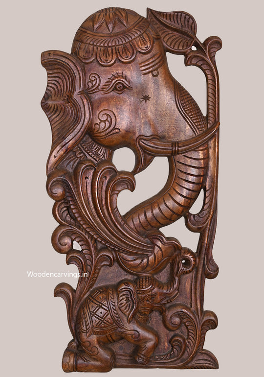 Wooden Elephant Wall Mount panel