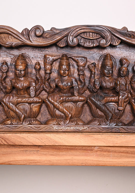Exquisite Horizontal AshtaLakshmi Wooden Wall Panel – 42"