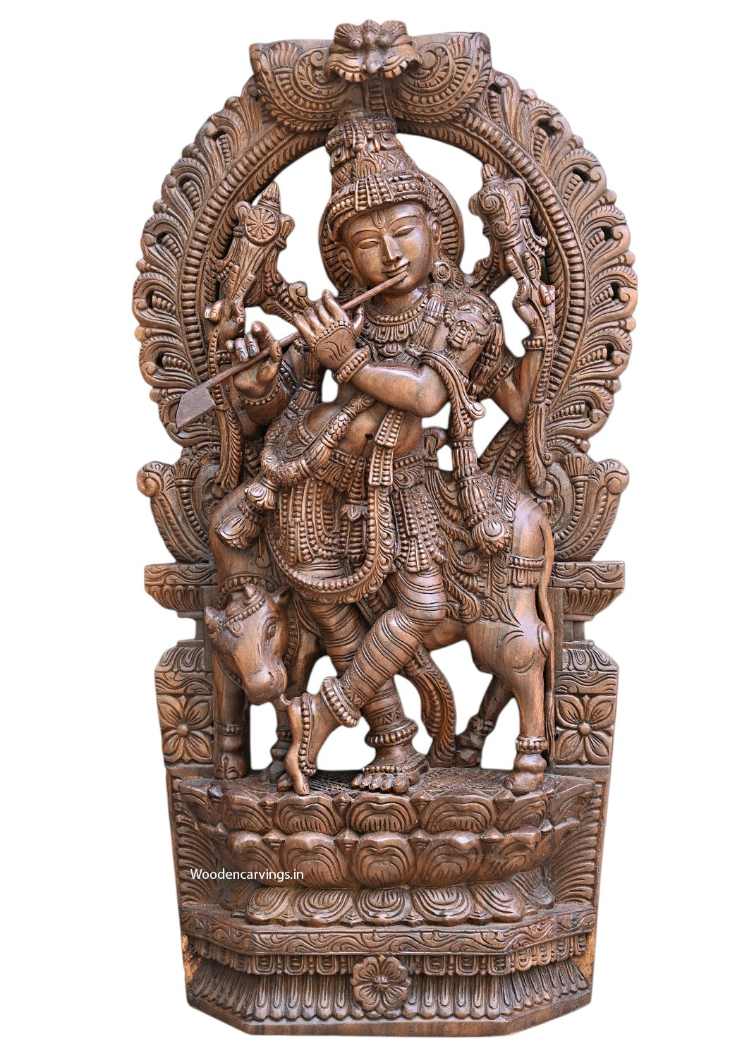 Prabhavali Krishna wooden Statue
