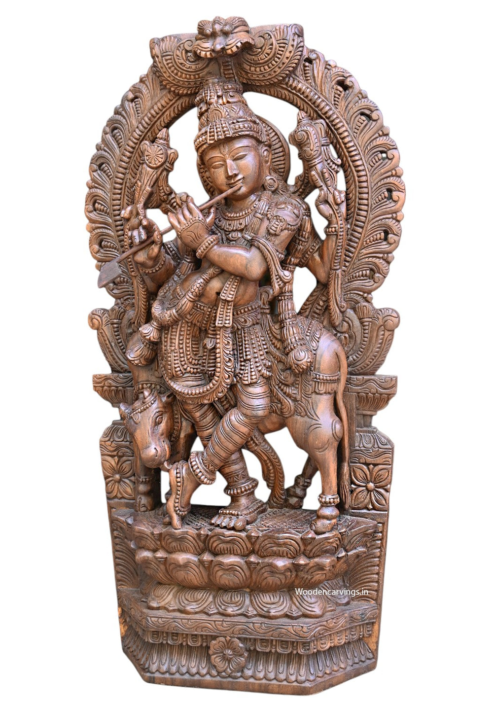 Prabhavali Krishna wooden Statue
