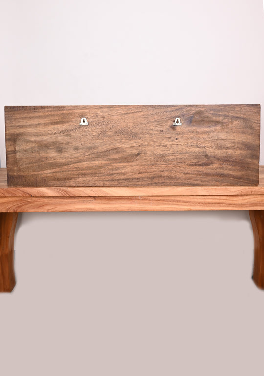 Five Ganapathy Figurines Wooden Wall Panel | 36" Horizontal Brown Finish